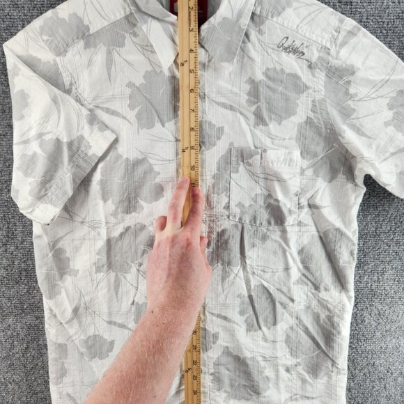Quiksilver Quicksilver Button Up Shirt Men Small Mid Fit Gray White Floral Surf - Picture 11 of 16